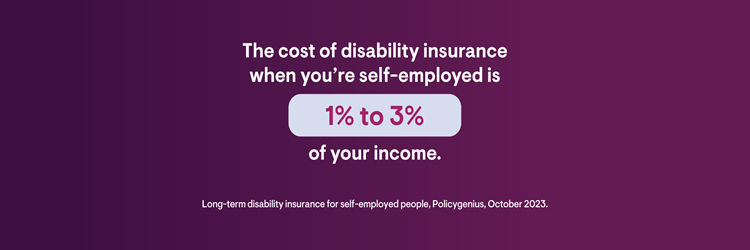 Graphic stating the cost of disability insurance is 1% to 3% of your income.